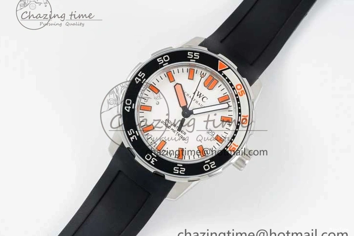 MIROTIME 0131 Aquatimer Automatic SS RSF 1:1 Best Edition White Orange Dial on Black Rubber Strap A Supportive 7069
